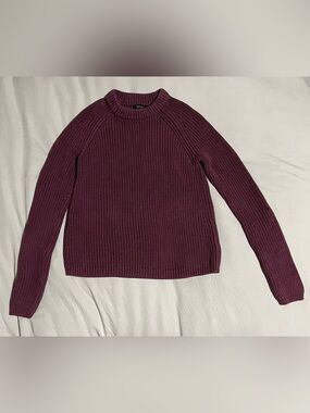 EUC quince organic cotton fisherman crew sweater purple eggplant XS